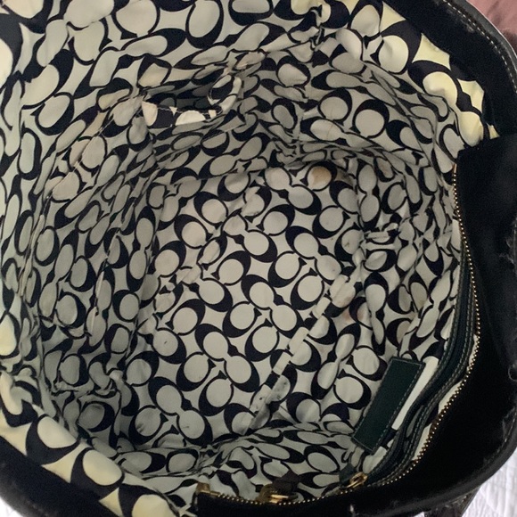 Coach Large tall Stain Black tote bag with suede tassel Front & back compartment - Picture 4 of 6